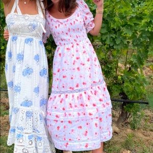 LoveShackFancy White and Pink Maxi Dress